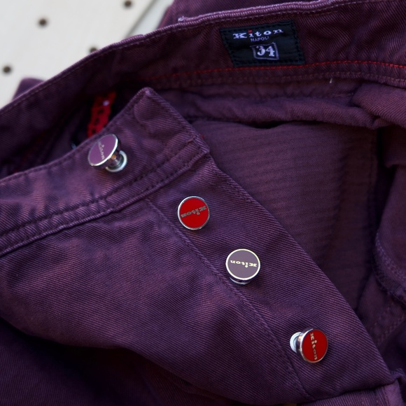 Kiton Aubergine Slim Denim Jeans Made In Italy Men's Size 34 - Picture 3 of 13